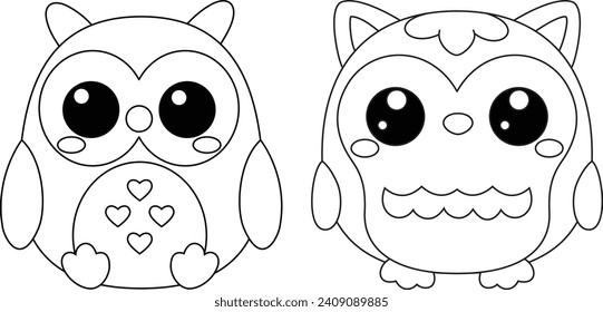 Página Cute Owls de color squishmallow