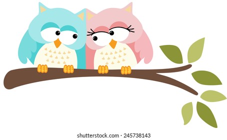 Cute owls couple