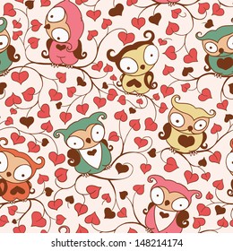 Cute Owls Floral Seamless Pattern. Copy that square to the side and you'll get seamlessly tiling pattern which gives the resulting image ability to be repeated or tiled without visible seams. 