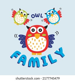 Cute Owls Flying Design Cartoon Vector Illustration For T Shirt