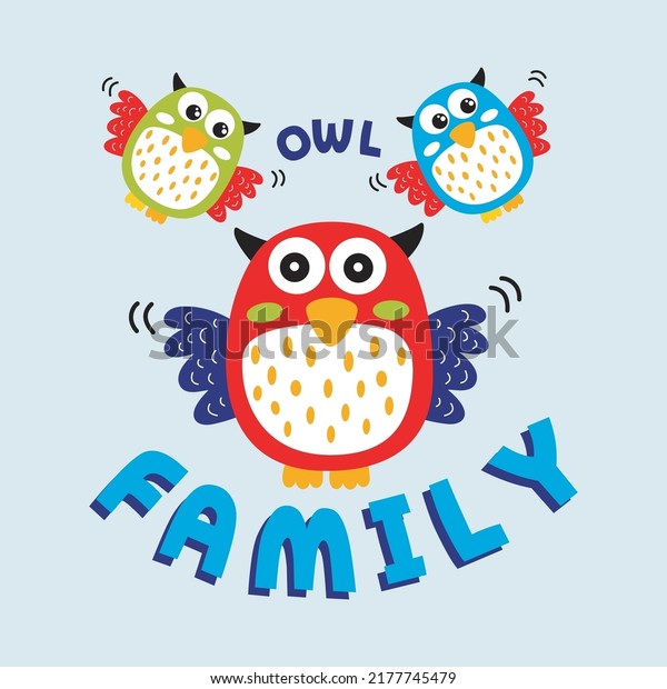 cute owls flying design cartoon vector illustration\
for t shirt