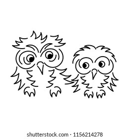 Cute Owls. Hand-drawn. Vector
