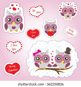 Cute owls with love