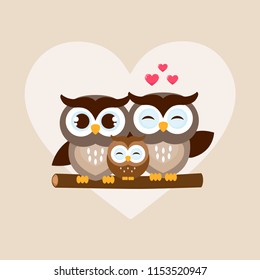 Cute Owls Mother Father Son Daughter Stock Vector (Royalty Free ...