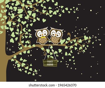 Cute Owls on the Tree Vector