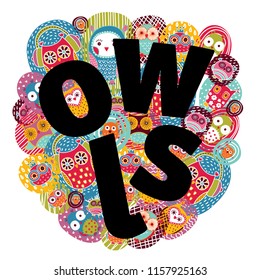 Cute owls.  Postcard.
