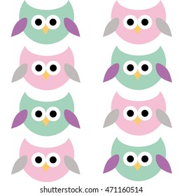 Cute owls seamless vector pattern