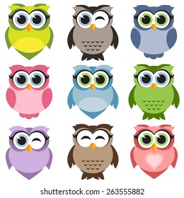 Cute owls set