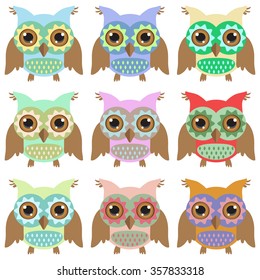 Cute owls set