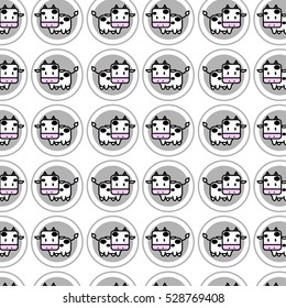 Cute ox cartoon icon for Chinese zodiac vector pattern