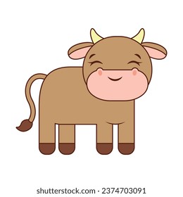 cute ox with in cartoon isolated. vector illustration
