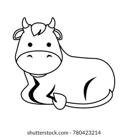 cute ox character icon