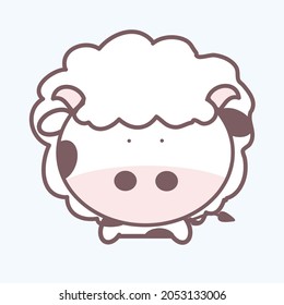 Cute ox with fluffy hair, look like ox in sheep costume cartoon character vector isolated on white background. Hand drawn illustration. Aries zodiac in ox year.