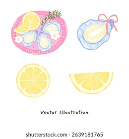 Cute Oyster Vector Illustration Cute Oyster and Seafood Medley Vector Whimsical Seafood Market Oysters and More Vector