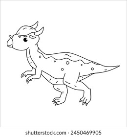 Cute Pachycephalosaurus dino outline illustration