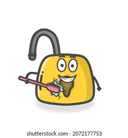 Cute Padlock Character Flat Cartoon Vector Design Illustration