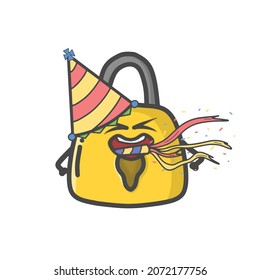 Cute Padlock Character Flat Cartoon Vector Design Illustration