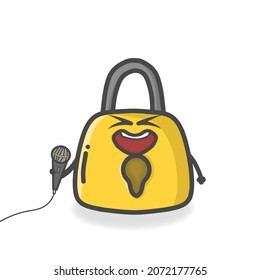 Cute Padlock Character Flat Cartoon Vector Design Illustration