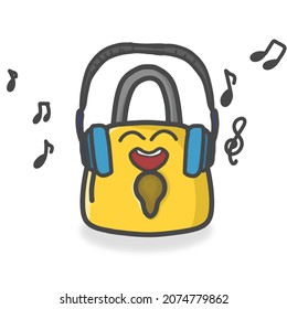 Illustration zum Design eines Cute-Padlock-Zeichens, flacher Cartoon-Vektorgrafik