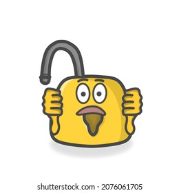 Caracteres Cute Padlock Ilustración de diseño de vectores de dibujos planos