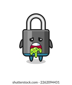 die süße Padlock-Figur mit Puffer, süßes Design für T-Shirt, Aufkleber, Logo-Element