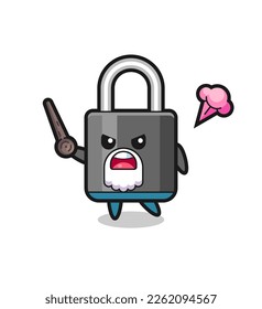 cute padlock grandpa is getting angry , cute style design for t shirt, sticker, logo element