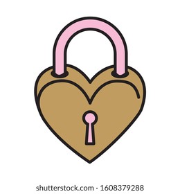 cute padlock heart shape icon. vector illustration