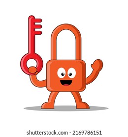 Cinta Padlock con una llave. Idóneo para mascotas, ilustración, logotipo, etc.