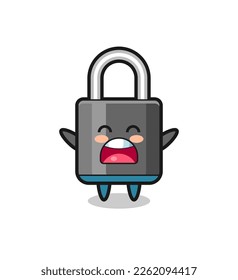 cute padlock mascot with a yawn expression , cute style design for t shirt, sticker, logo element