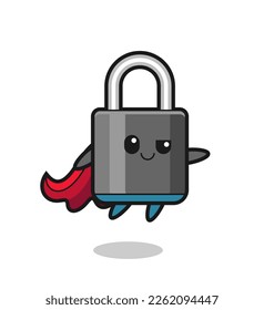 süßer Padlock-Superheld-Charakter fliegt , süßes Design für T-Shirt, Aufkleber, Logo-Element