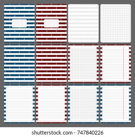 Cute pages for notes with anchors. Notebooks, decals, diary, cards, school accessories. Anchors background.