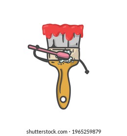 Cute Paint Brush Character Flat Cartoon Vector Template Design Illustration