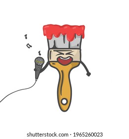 Cute Paint Brush Character Flat Cartoon Vector Template Design Illustration