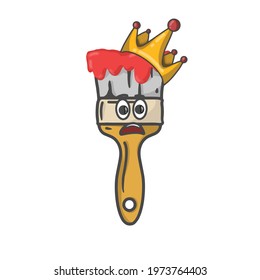 Cute Paint Brush Character Flat Cartoon Vector Template Design Illustration