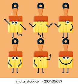 cute paint brush character set