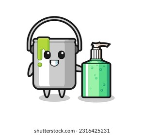 cute paint tin cartoon with hand sanitizer , cute style design for t shirt, sticker, logo element