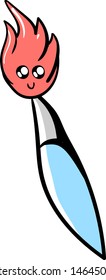 Cute paintbrush, illustration, vector on white background.