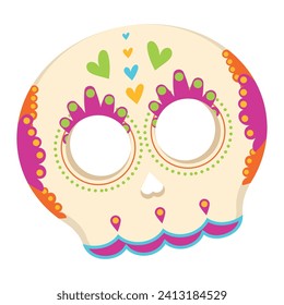 Cute painted dia de los muertos skull Vector illustration