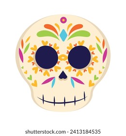 Cute painted dia de los muertos skull Vector illustration