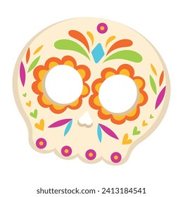 Cute painted dia de los muertos skull Vector illustration