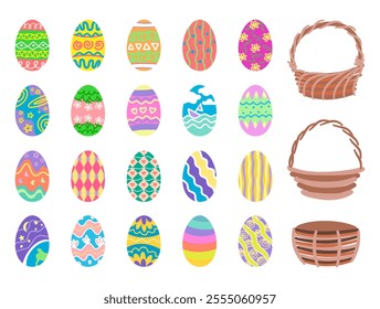 Cute painted eggs and baskets for Easter