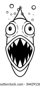 Cute painted piranha, vector illustration