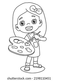 cute painter for kids coloring book