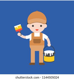 cute painter, professional people set, flat design