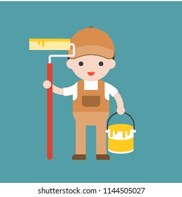 cute painter, professional people set, flat design