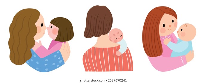 Cute painting people mom and baby.