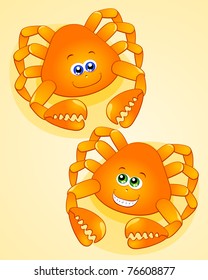 Cute pair of crabs on the beach, vector