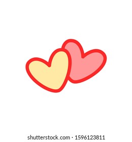 Cute pair of hearts icon. Vector illustration isolated on white background