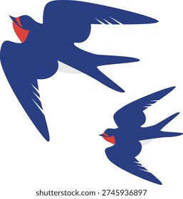 Cute Pair of Swallow Birds Illustration