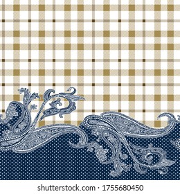 cute paisley border pattern on stripe background